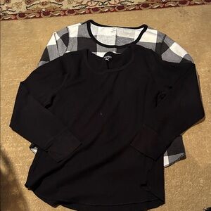 Old Navy Black and Plaid Long Sleeve Tees
